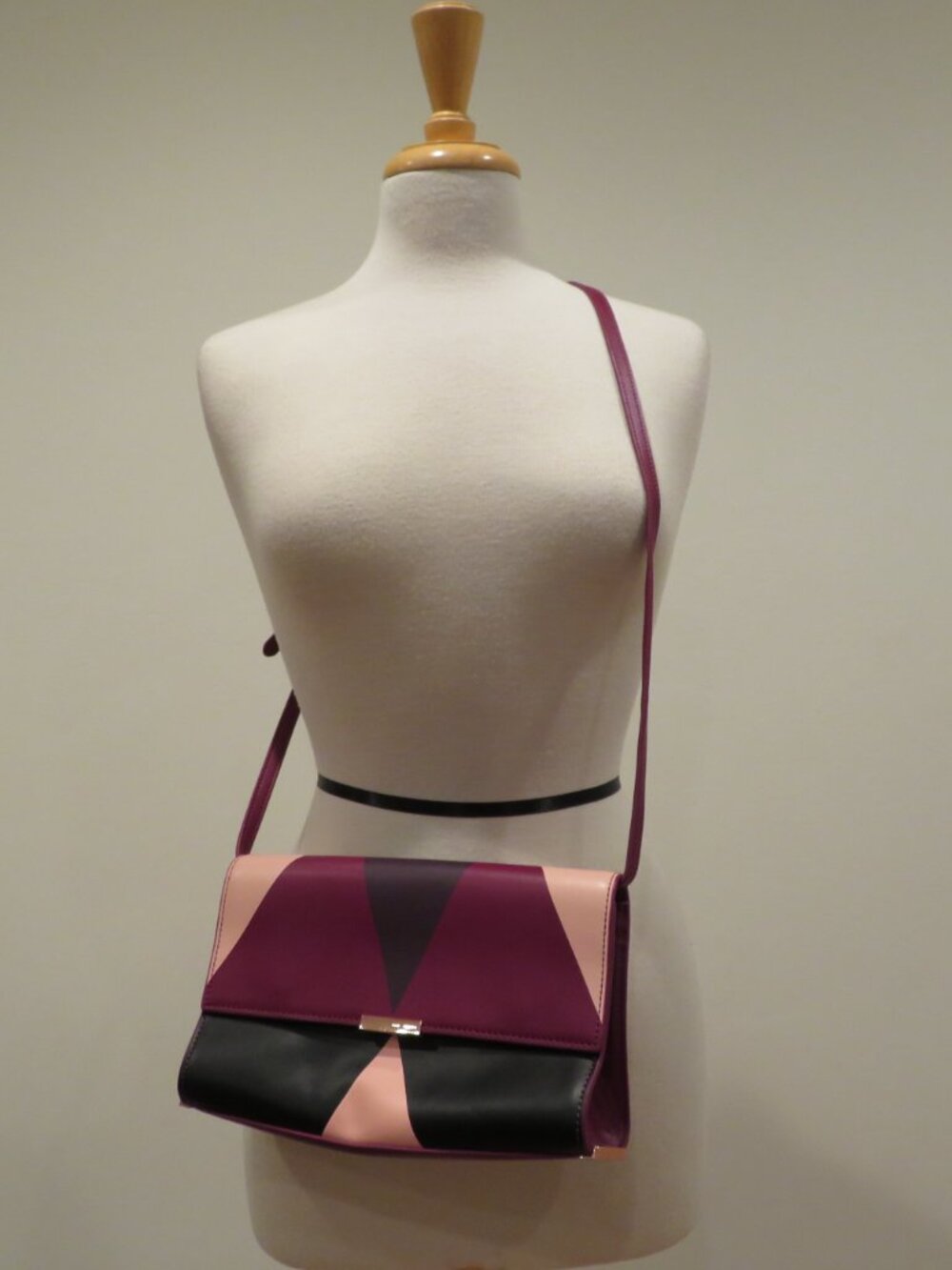 Ted Baker Maroon Leather Clutch Crossbody Bag